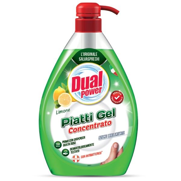 Detersivo Piatti Gel Concentrato Limone 600 ml. - Dual Power